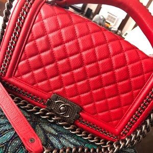 Red Chanel Boy Bag Designer Handbag